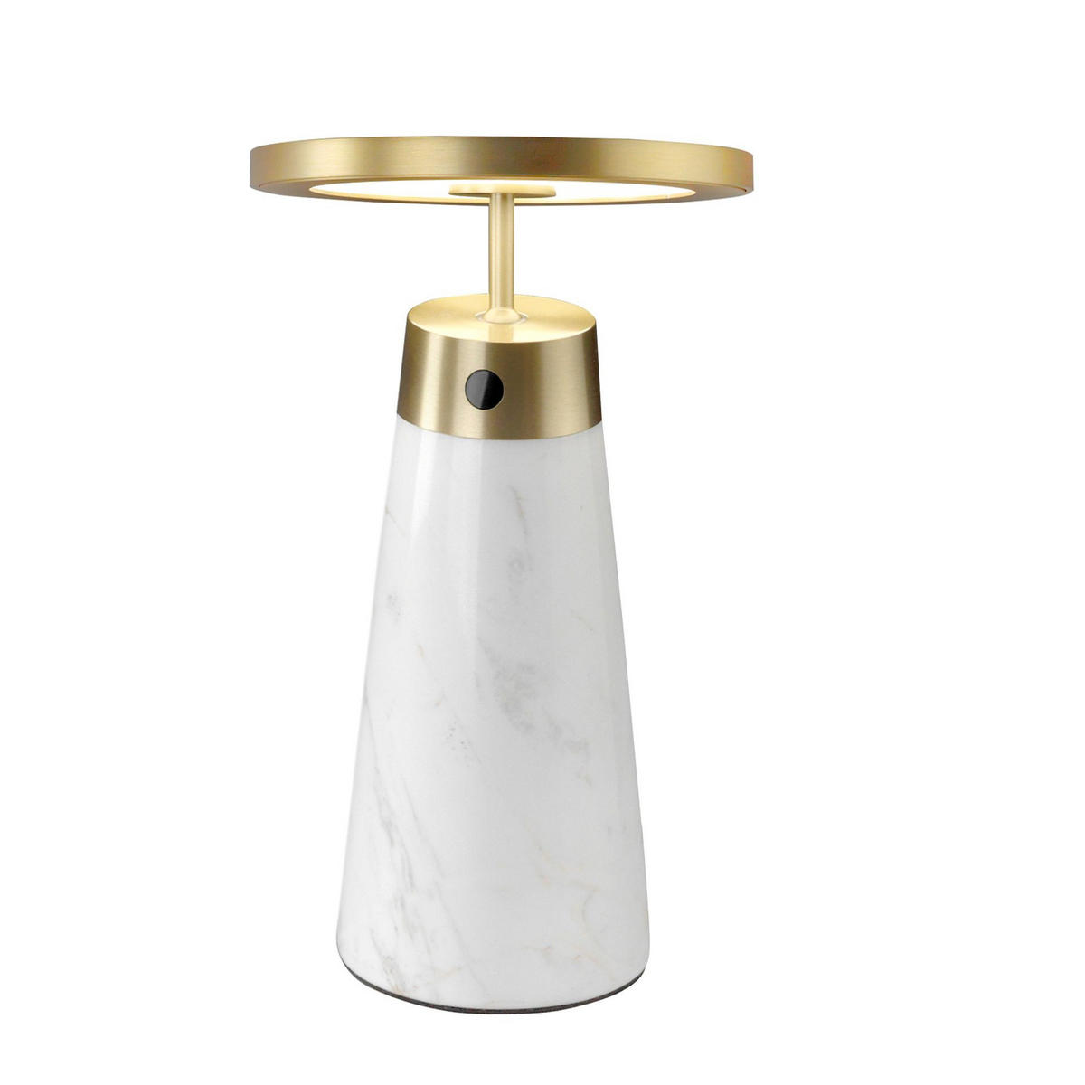 TISCHLEUCHTE Tischlampe aus weißem Marmor und goldenem Stahl Ø16/25.5 cm - Goldfarben/Weiß, Metall (16/16/25.5cm) - ANGEL CERDA