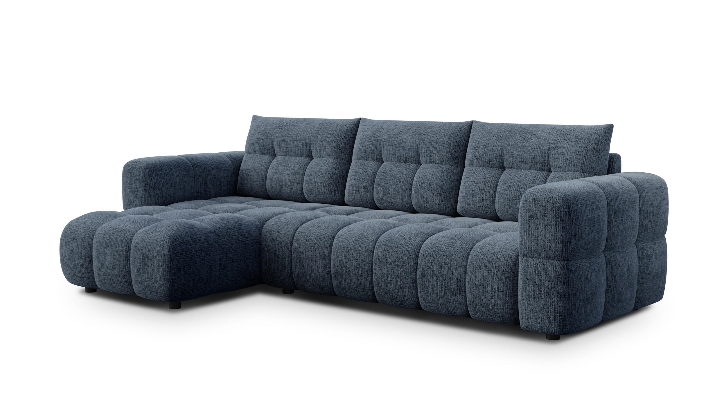 ECKSOFA CLOUDI 4-Sitzer links, marineblau - Blau/Schwarz, Holz/Textil (294/160cm) - Courtois Laville