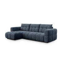 ECKSOFA CLOUDI 4-Sitzer links, marineblau - Blau/Schwarz, Holz/Textil (294/160cm) - Courtois Laville
