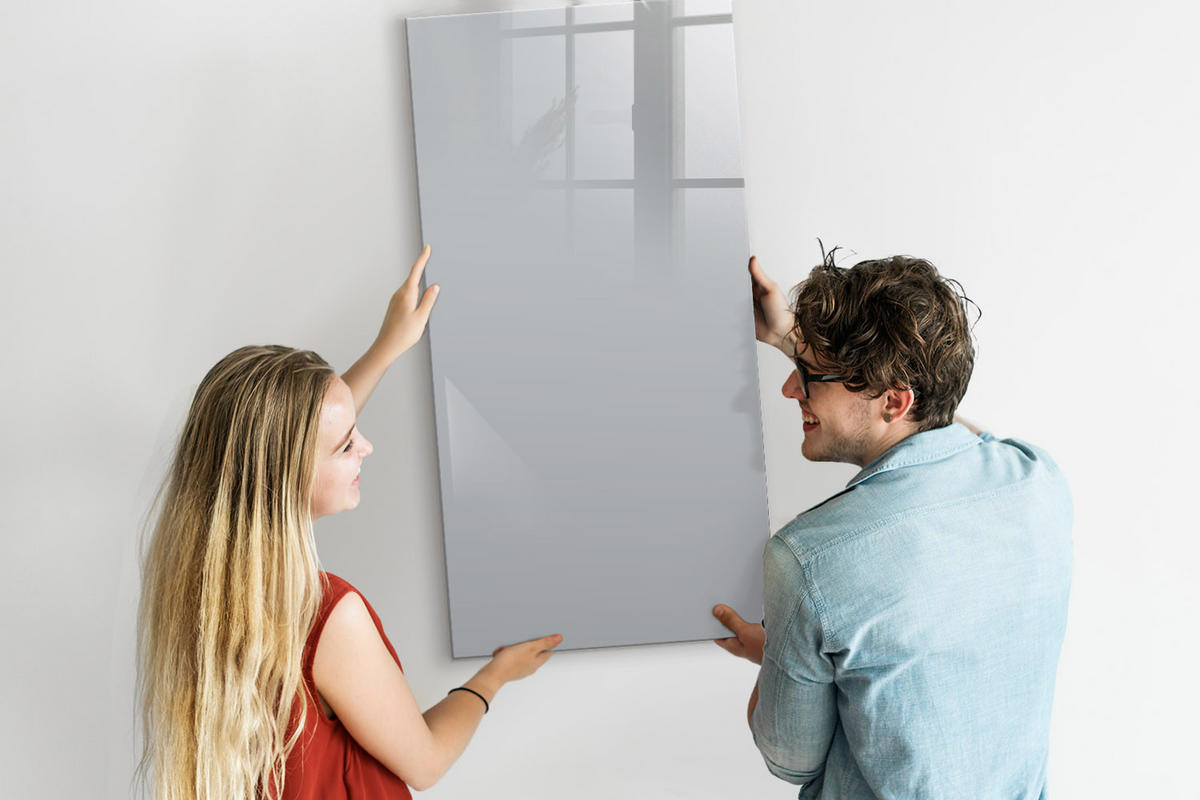 MAGNETTAFEL 60x120 Hellgrau schwarzer Marker - Hellgrau, Glas (60/0.4/120cm) - TULUP