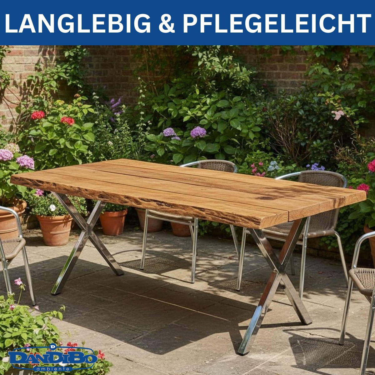 TISCHEBEINE Edelstahl 72 x 68 cm Tischgestell Höhenverstellbar 96678 Tischfüße Möbelfüße - Edelstahlfarben, Metall (68/72/5cm) - DanDiBo