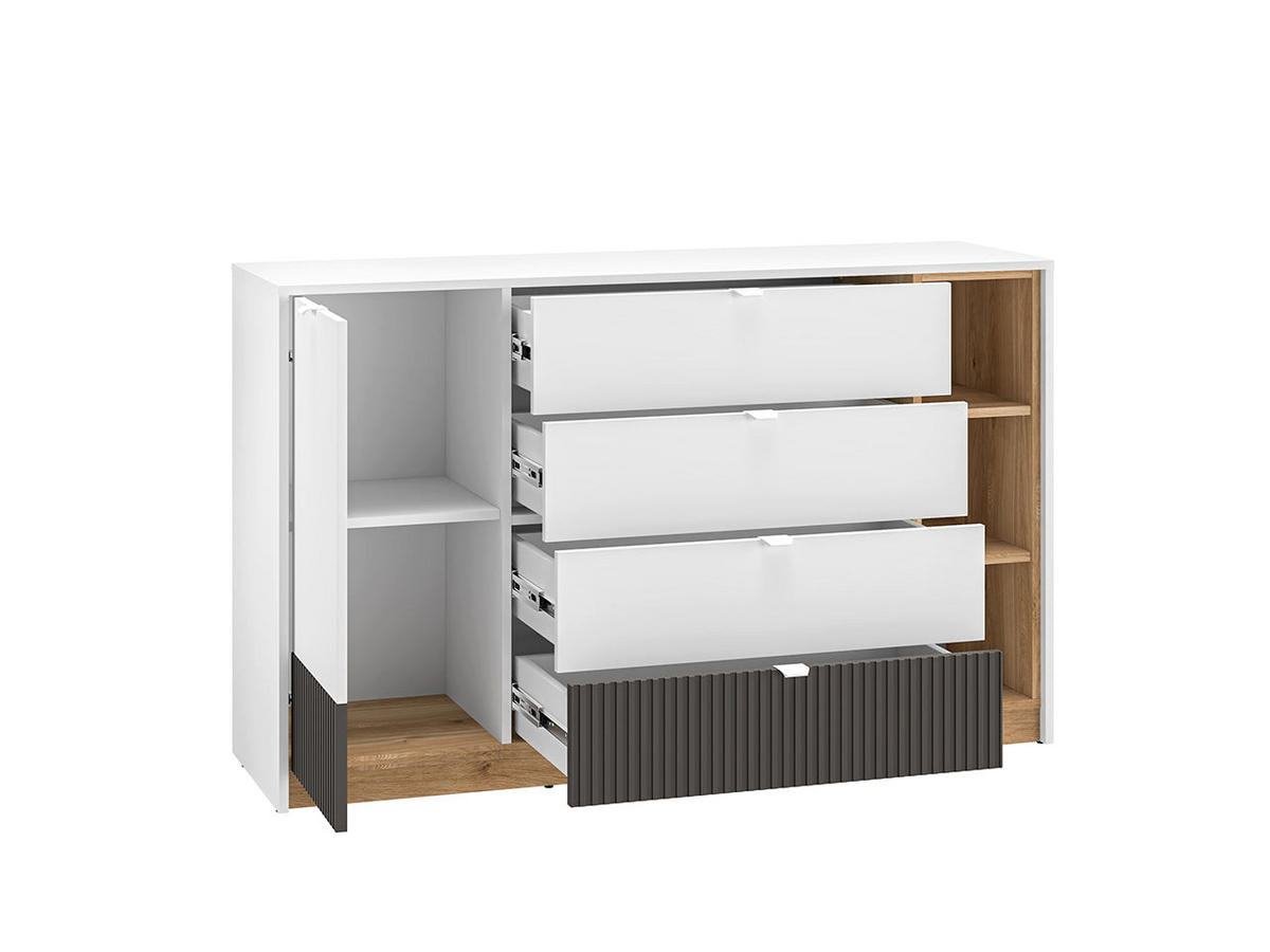 KOMMODE – 138 cm – Torino – Weiß - Weiß, Holzwerkstoff (138/86/40cm) - hi-markt