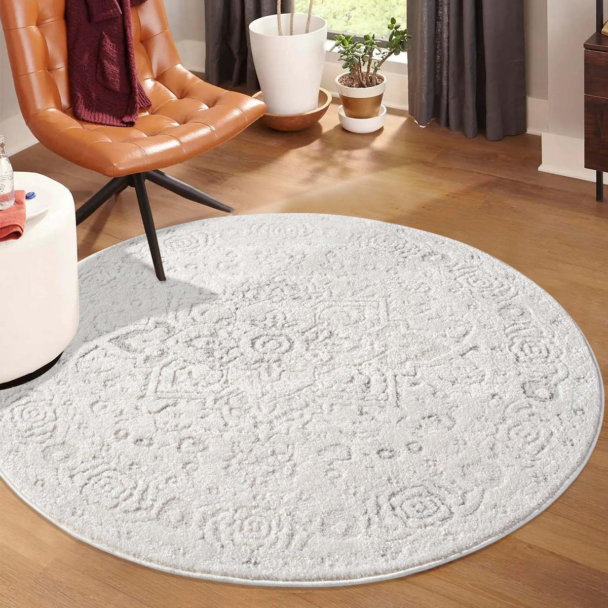 KURZFLOR-TEPPICH Lounge 0638 Creme 200 cm Rund - Creme, Textil (200/200cm) - carpet city