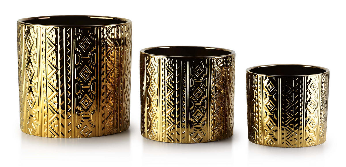 BLUMENTÖPFEN Neva Gold 21/21/19 cm Keramik - Goldfarben, Keramik (21/19cm) - Mondex