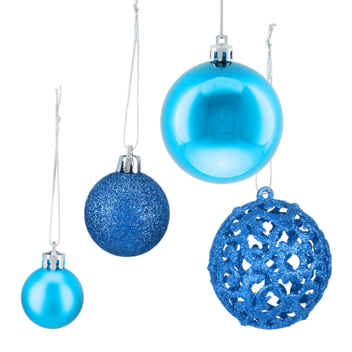 150-TLG.WEIHNACHTSKUGELN-SET - Türkis, Kunststoff (6/7/6cm) - Relaxdays