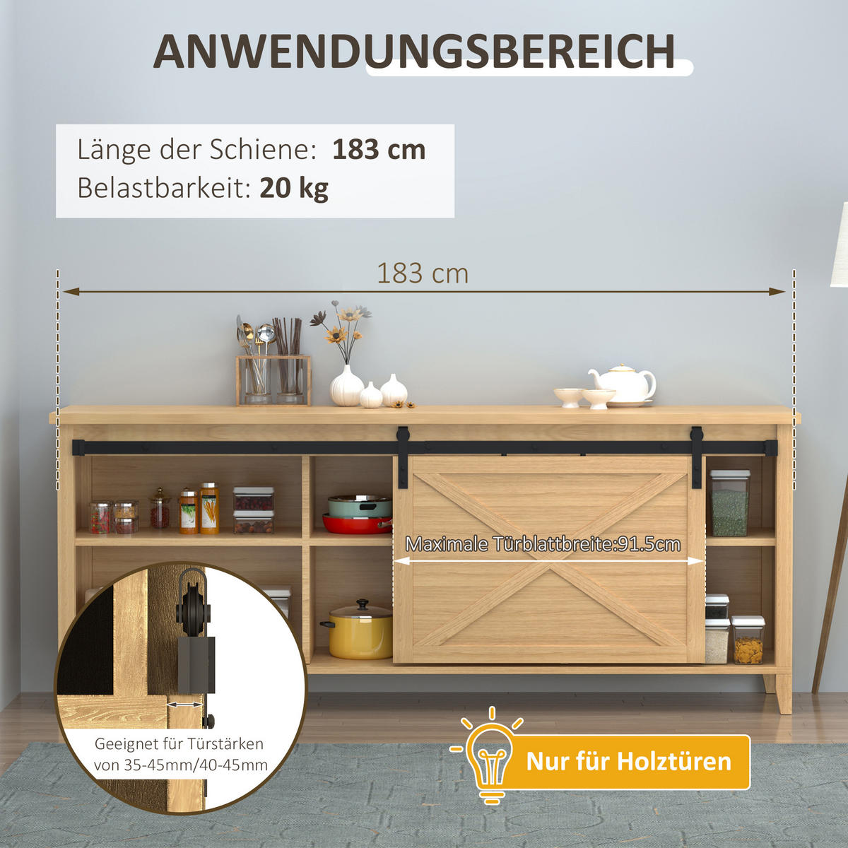 SCHIEBETÜRSYSTEM - Schwarz, Metall (0.6/18/183cm) - HOMCOM