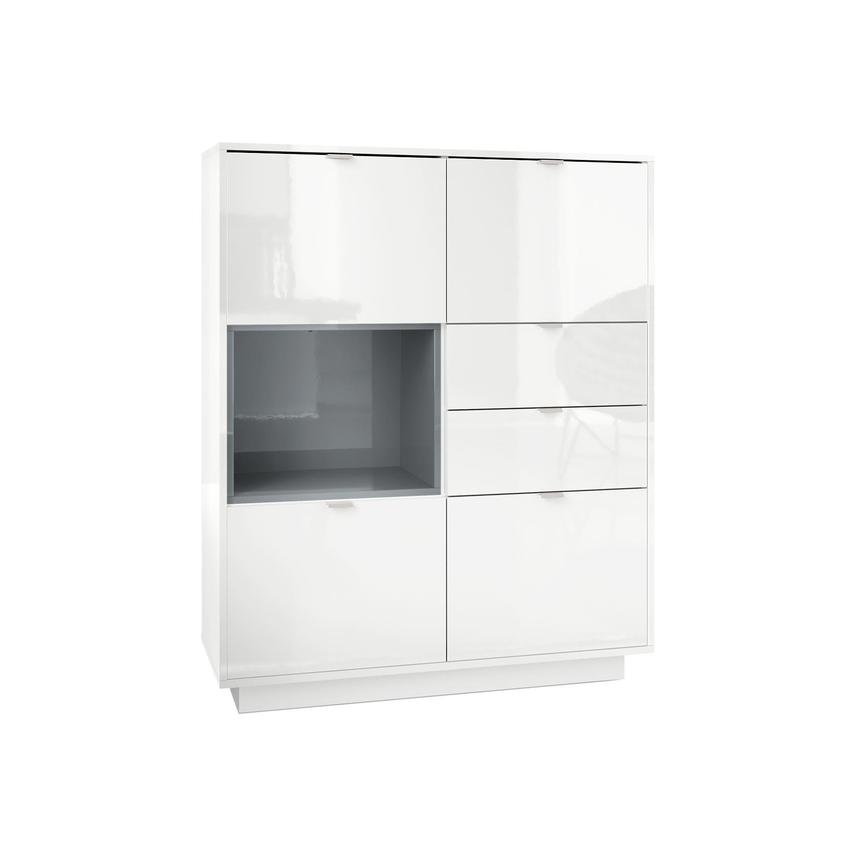 HIGHBOARD Metro Einsatz in Grau Hochglanz - Grau, Holzwerkstoff (103/123/38cm) - Vladon