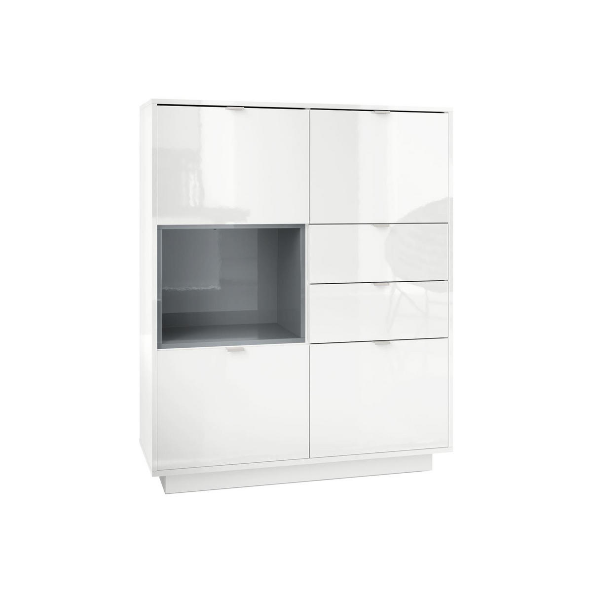 HIGHBOARD Metro Einsatz in Grau Hochglanz - Grau, Holzwerkstoff (103/123/38cm) - Vladon