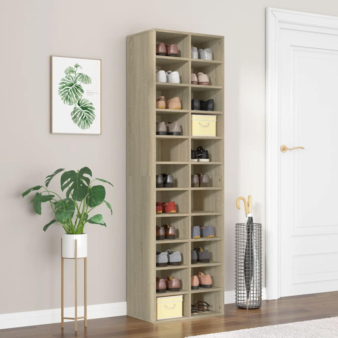 SCHUHSCHRANK SONOMA-EICHE 54X34X183 CM HOLZWERKSTOFF - Sonoma Eiche, Holz (34/183/54cm) - vidaXL