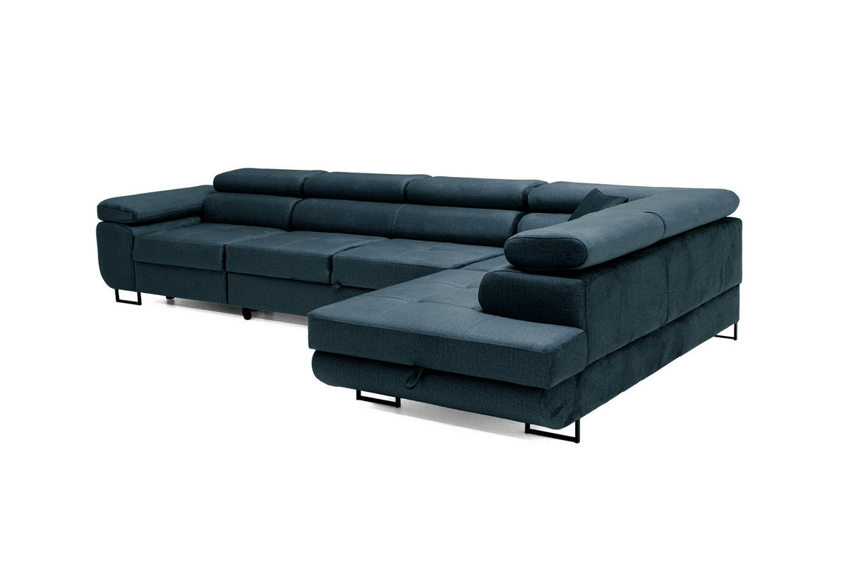 ECKSOFA WILD MAXI Rechts Marine - Dunkelblau, Holz (203/350cm) - Muffo