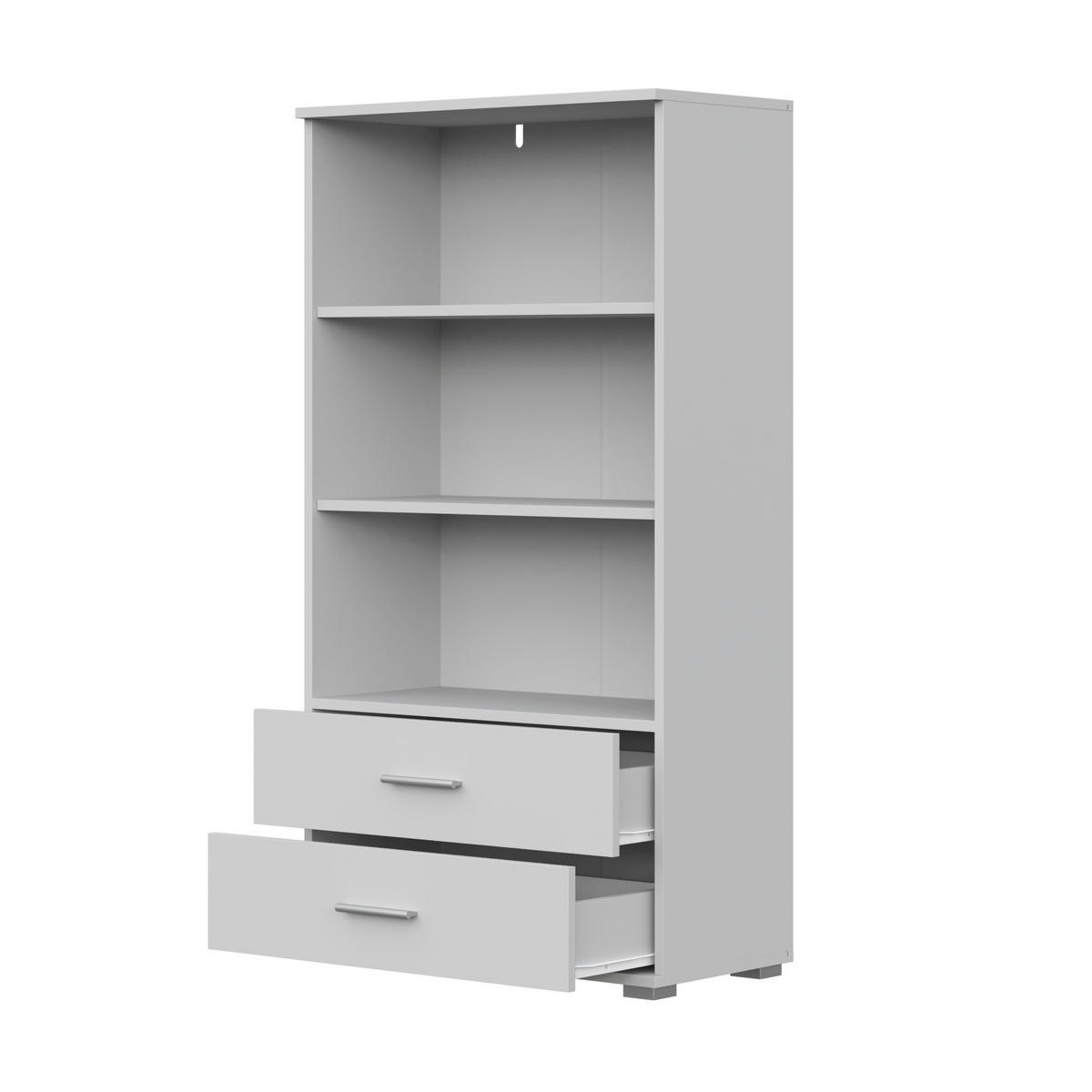 BÜCHERREGAL FAUSKE REG2-2S Schubladen Weiß - Weiß, Holzwerkstoff/Kunststoff (69/130/34cm) - Komodee