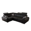 ECKSOFA APOLLO KN08, Eckcouch in L-Form mit Schlaffunktion, Farbe: Schwarz, Kunstleder, Ottomane Links - Schwarz, Textil (255/190cm) - O-Sofa