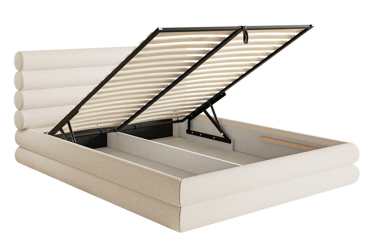 POLSTERBETT Buffalino Cremeweiß Boucle 140/200 cm - Creme, Kunststoff/Textil (140/200cm) - Selsey