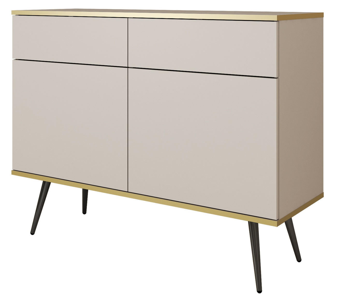 KOMMODE mit Schubladen Rodi - 2 Türen, Beige + Schwarz - Beige/Schwarz, Holz/Metall (107/85/39cm) - Emporius