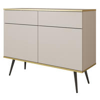 KOMMODE mit Schubladen Rodi - 2 Türen, Beige + Schwarz - Beige/Schwarz, Holz/Metall (107/85/39cm) - Emporius