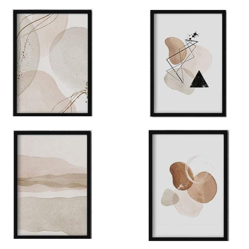 POSTER Set mit 4 Blätter und abstrakten Formen mit braunen Tönen A4 Rahmenlos - Klar, Papier (29.7/3cm) - Nacnic