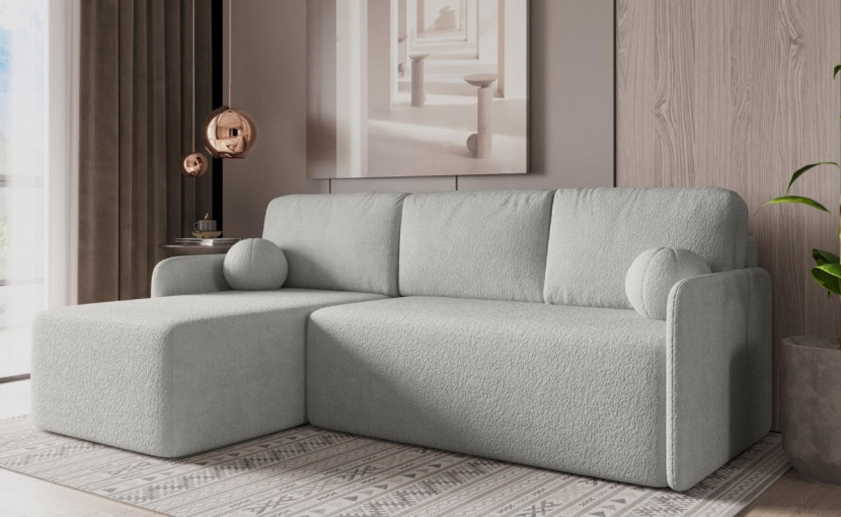 ECKSOFA Grau BLUMEN Boucle Universal - Grau, Textil (212/142cm) - Sepro Meble