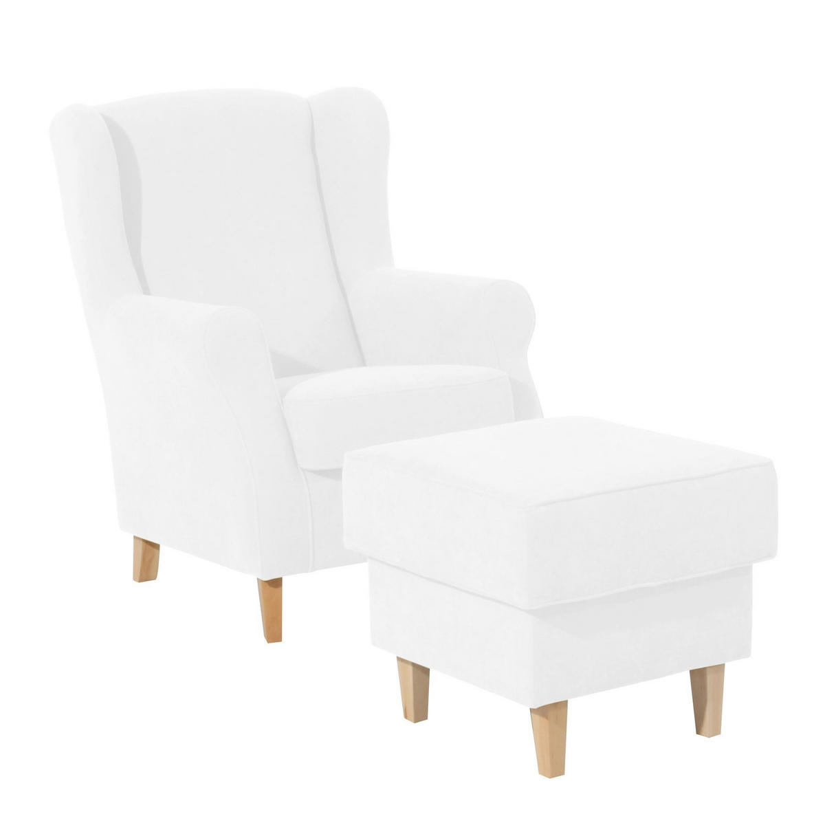 OHRENSESSEL Karlen Bezug Veloursstoff Buche natur / creme - Buchefarben/Creme, Kunststoff (86/103/77cm) - 58aufmkessel