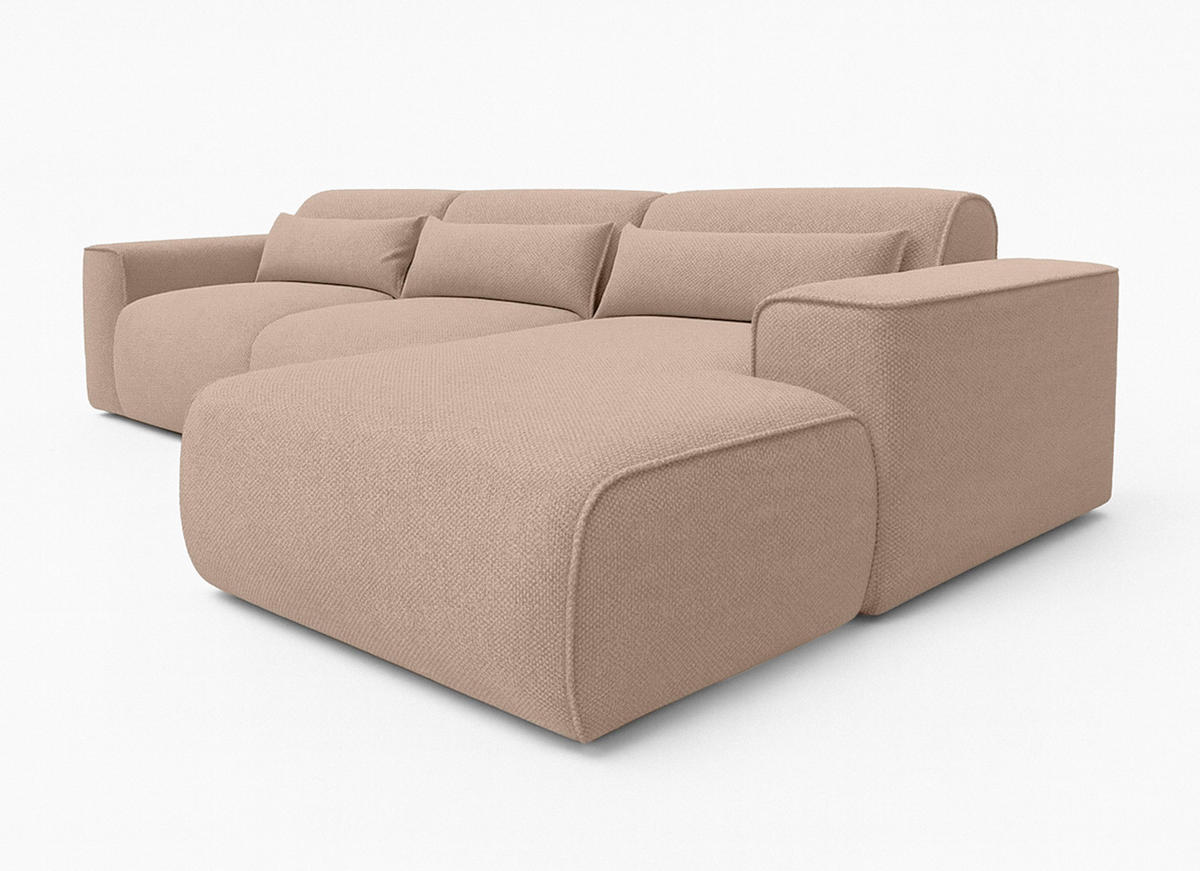 ECKSOFA L Form Ruyam Beige 310/165/78 cm – Schlaffunktion Rechts - Beige/Schwarz, Kunststoff/Textil (310/170cm) - AX Living