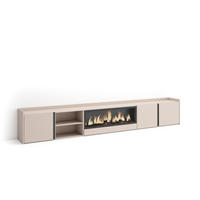 LOWBOARD, Beige, 315/35/50cm, Kamin mit Feuereffekt XXL - Beige, Holzwerkstoff (315/50/35cm) - Skraut Home