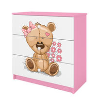 KOMMODE Babydreams Teddybär Blumen 81/81/41 - Rosa, Holzwerkstoff (81/81/41cm) - RAUMHIRSCH FURNITURE