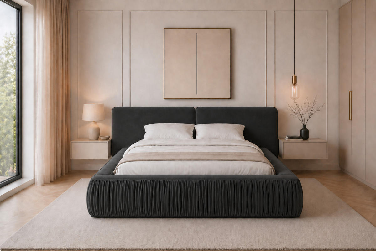 POLSTERBETT 08 140 x 200 cm – Riviera – Bett mit Gasdruckfedern und Stauraum - Anthrazit, Holz (140/200cm) - ROYAL24_MARKT