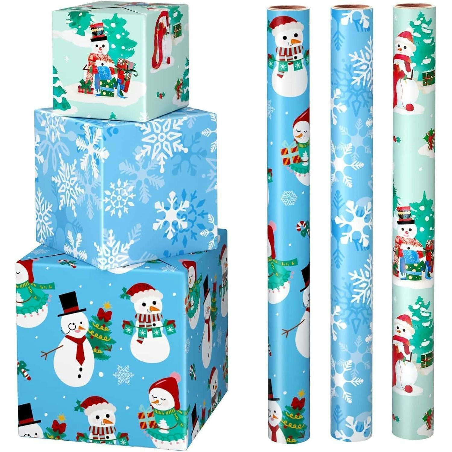 GESCHENKPAPIER 3 Rollen Set Weihnachten Kinder Blau - Multicolor, Papier (43/1/3000cm)