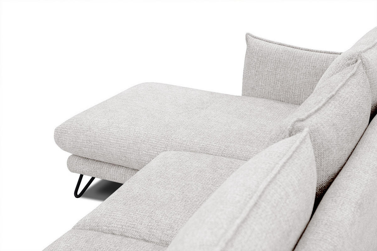 ECKSOFA HOSTEN 4-Sitzer, creme - Creme/Schwarz, Holzwerkstoff/Textil (158/269cm) - Courtois Laville