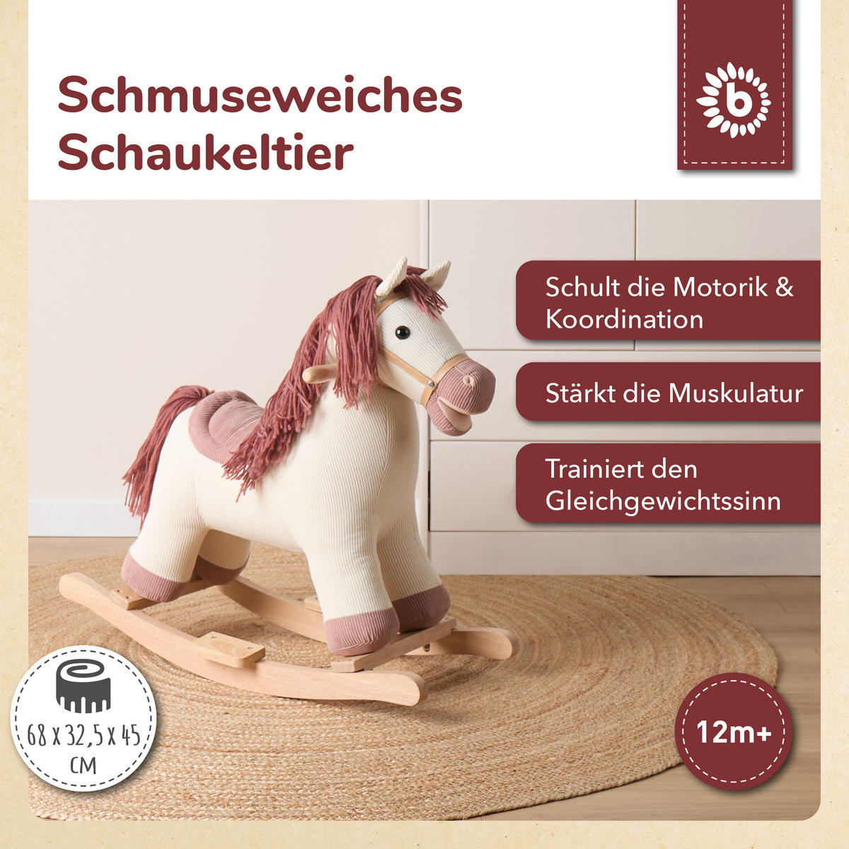 SCHAUKELTIER Plüsch Schaukelpferd - Weiß, Textil (68/56/26cm) - Bieco Spielwaren
