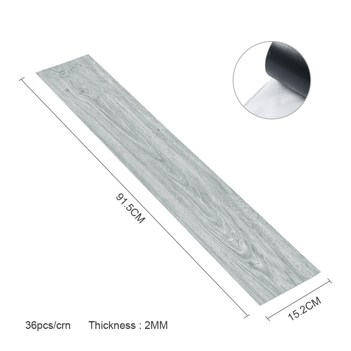 VINYLBODEN 5m²/36-TLG. selbstklebend PVC - Hellgrau, Kunststoff (0.2/91.5/15.2cm) - Livingandhome