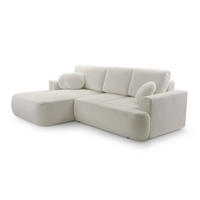 ECKSOFA VELOS Beige L - Links Bouclé - Beige/Schwarz, Kunststoff/Textil (260/168cm) - Luxkor24
