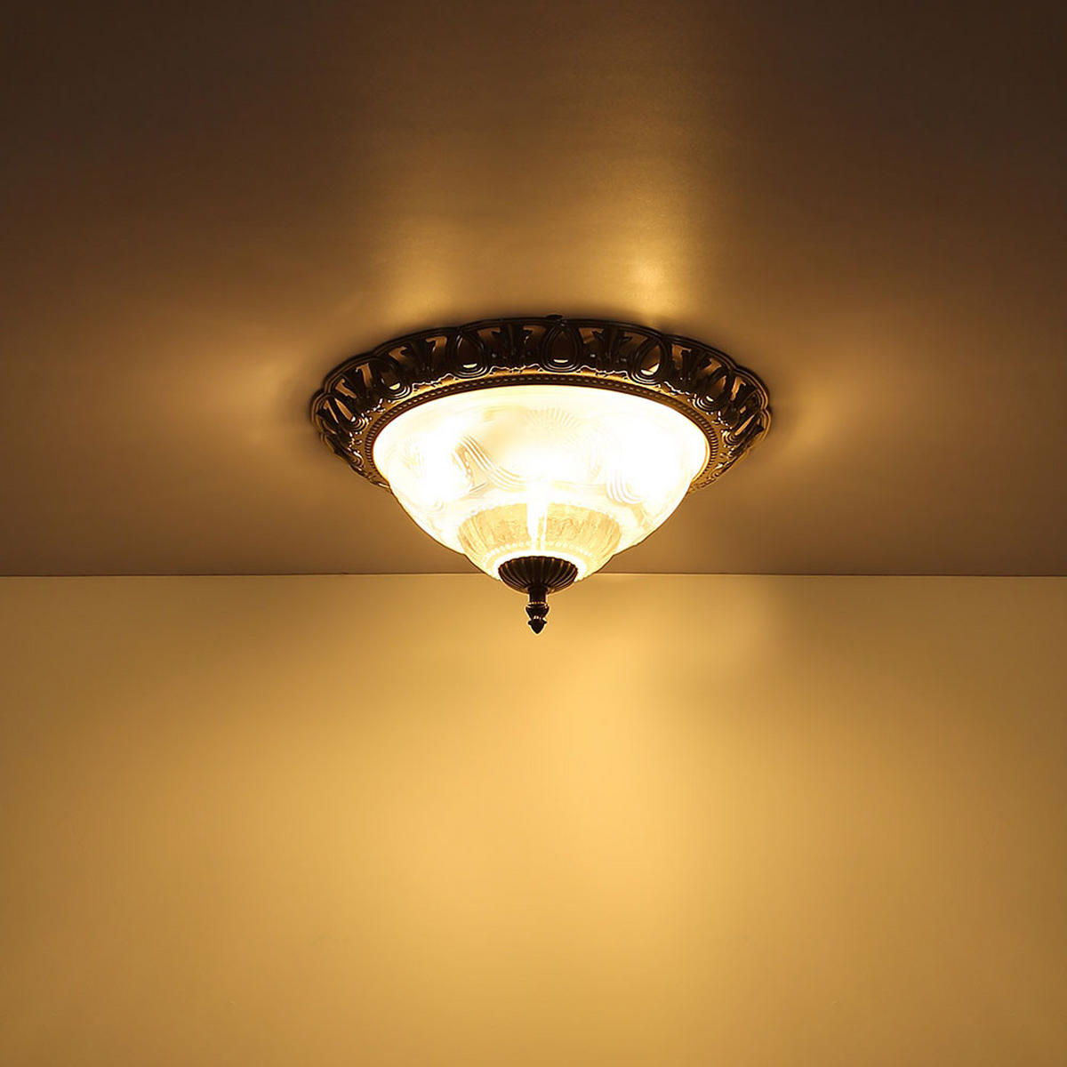 DECKENLEUCHTE Metall Perlmutt Weiß Silber - Silberfarben, Glas (33/33/17cm) - Globo Lighting