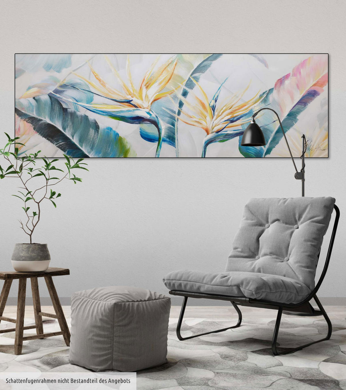 ACRYLBILD HANDGEMALT 150/50 cm - Grün, Holz/Textil (150/50cm) - KUNSTLOFT
