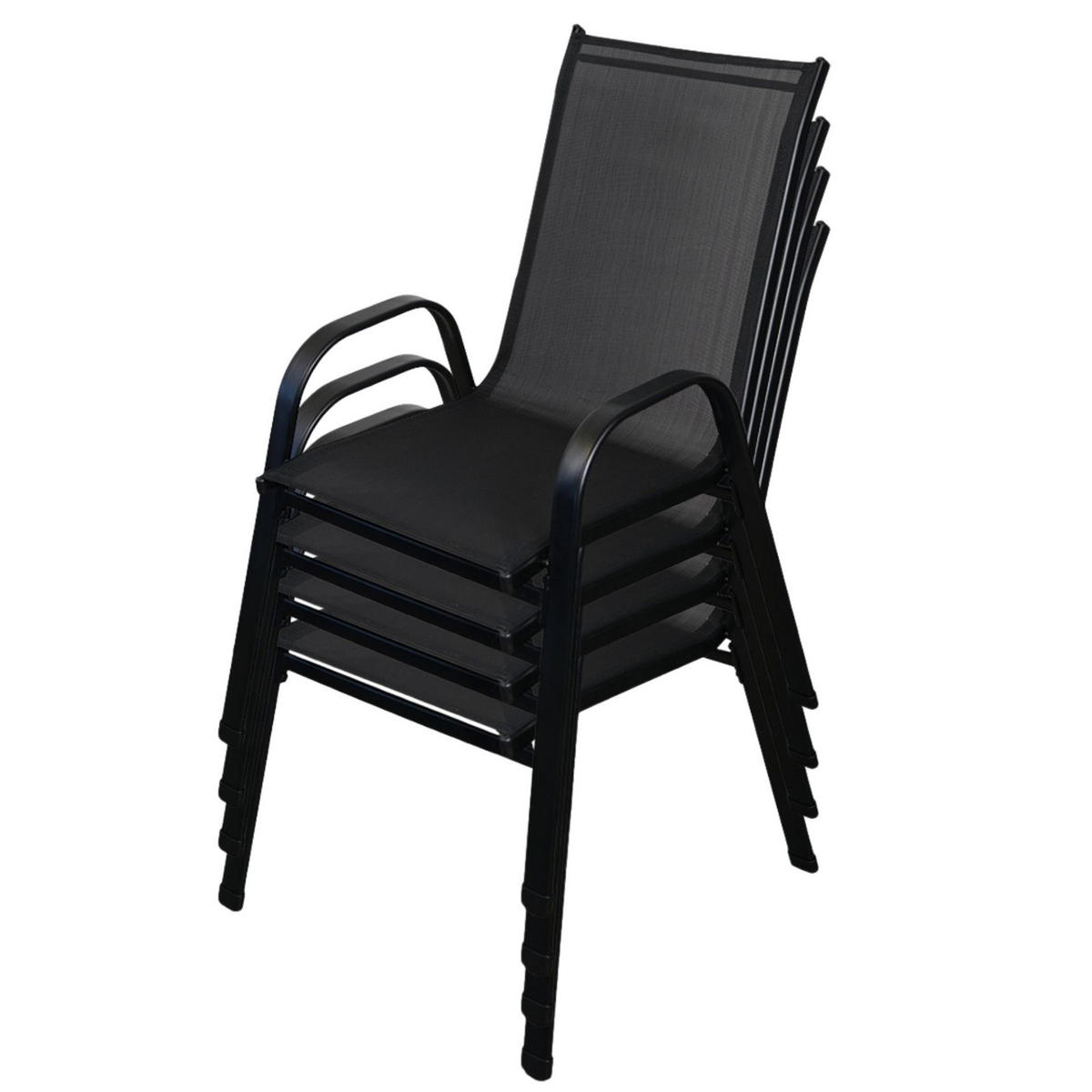 STAPELSTUHL 4er Set 93x69x61cm Sitzhöhe 43cm Stahl Schwarz - Schwarz, Metall (69/93/93cm) - CHEFGASTRO