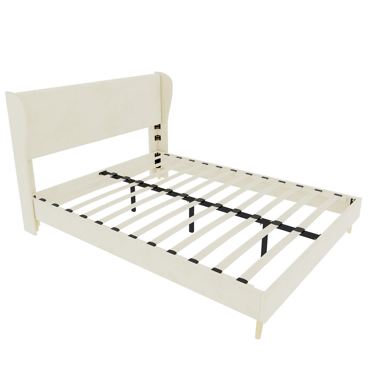 POLSTERBETT 160/200 cm DE-32997 mit Kopfteil und Matratze Beige - Beige, Metall (160/200cm) - ComfortXL