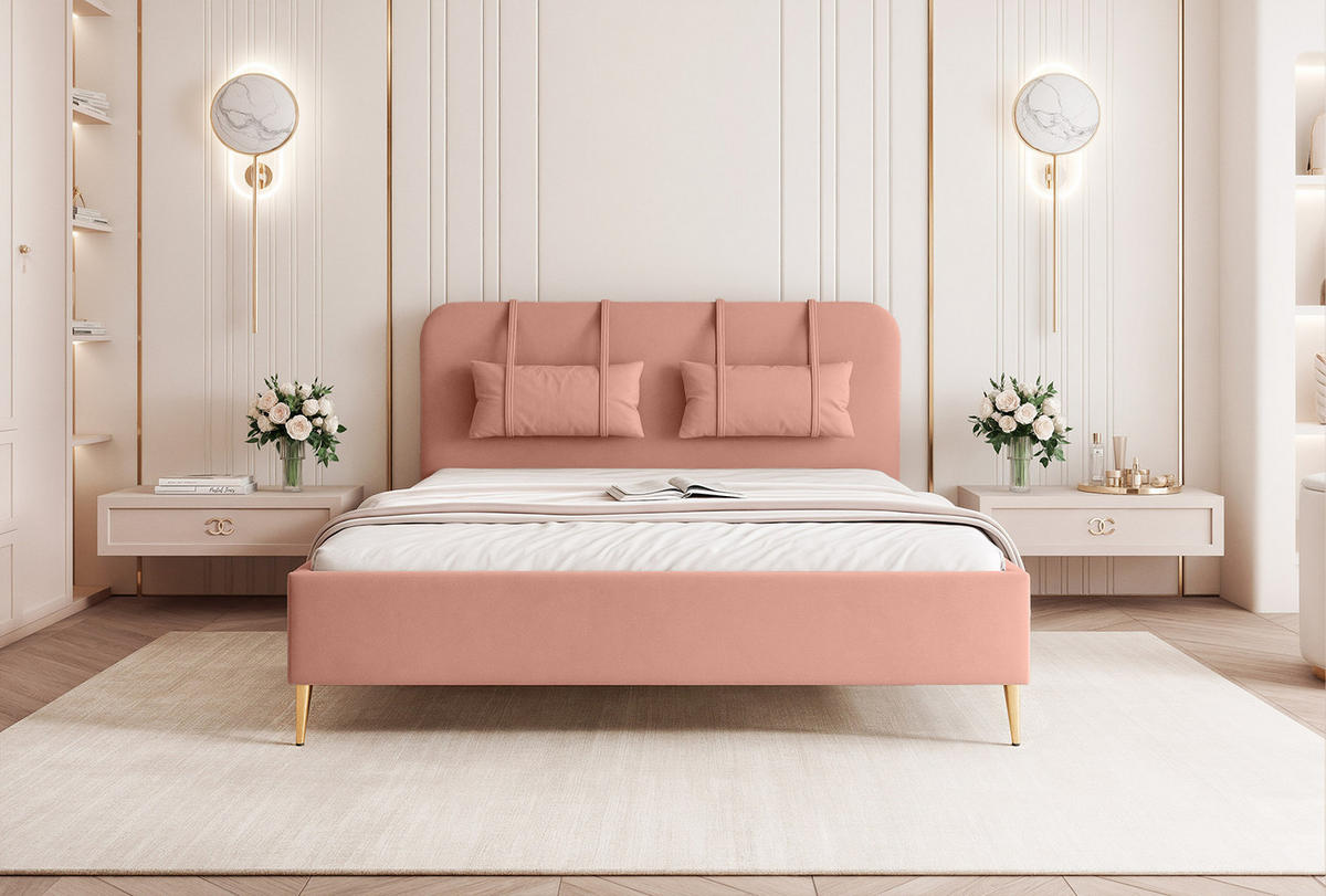 POLSTERBETT Rexal 120x200 cm, Altrosa - Pink, Textil (200/120cm) - Fedve