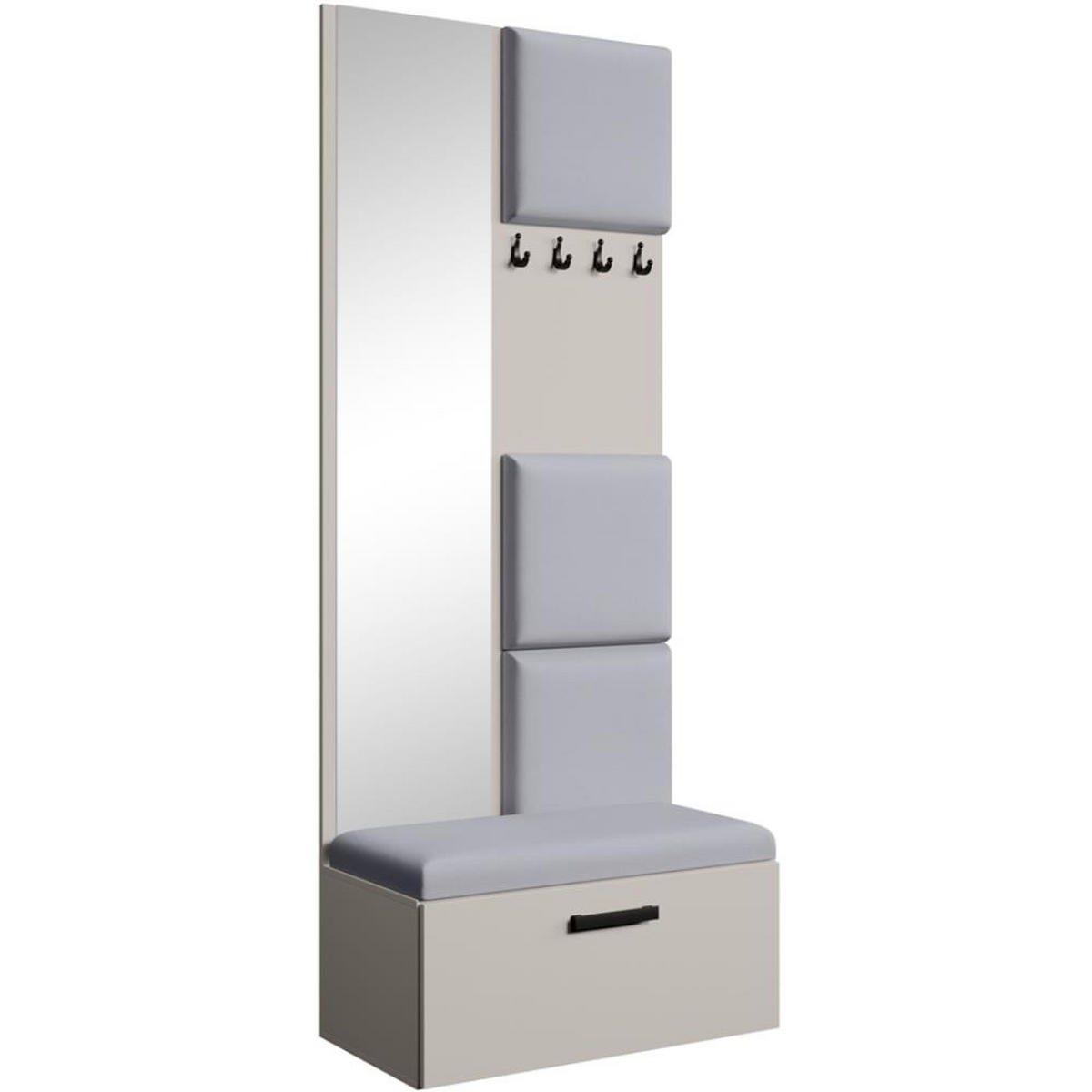 GARDEROBE Margaret III 81/203/43 mit gepolsterten Paneelen - Kaschmir/Schwarz, Holzwerkstoff/Kunststoff (81/203/43cm) - Beautysofa