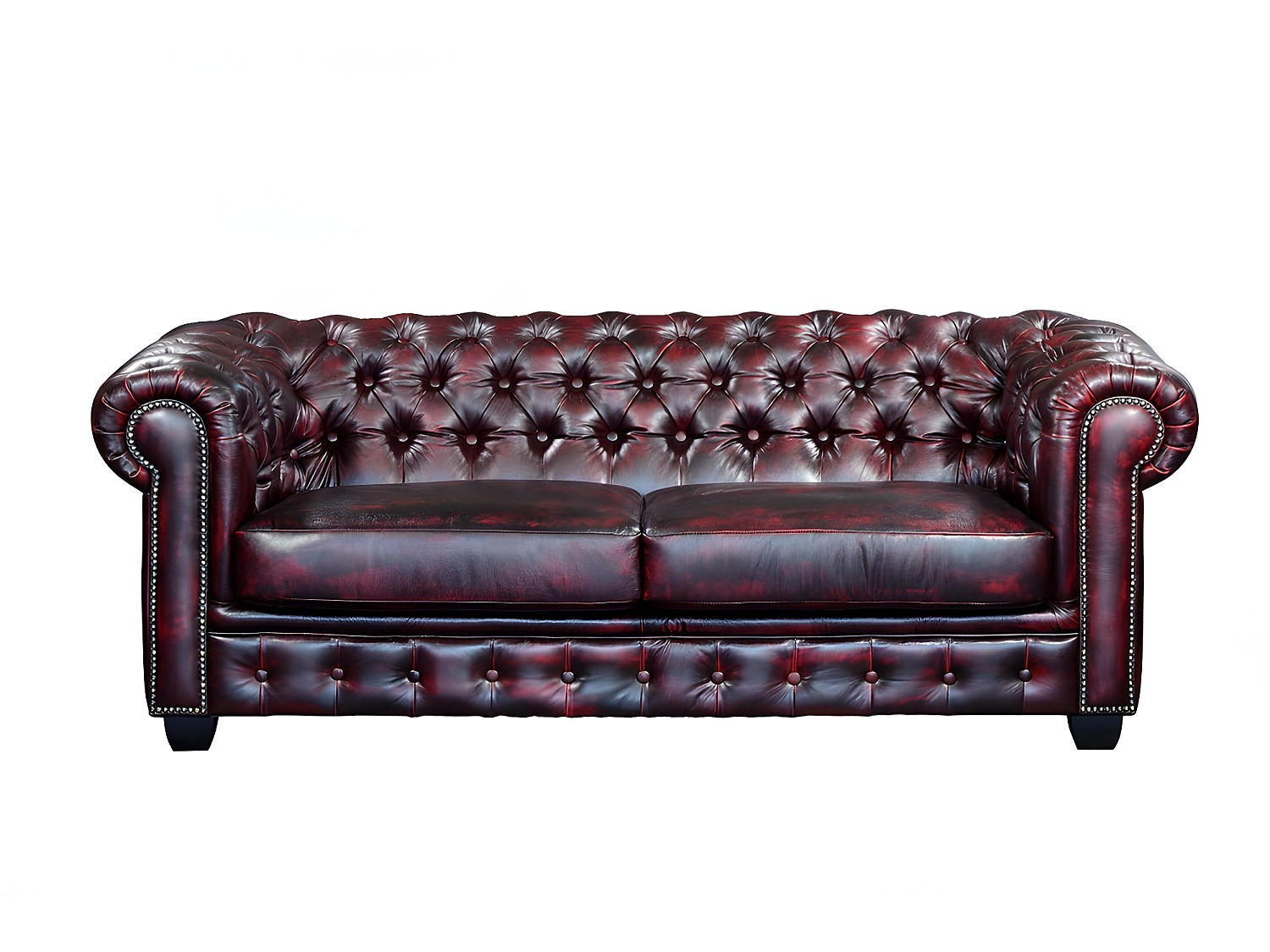 SOFA ohne Schlafmöglichkeit - -Sitzer - Leder - Bordeaux - - Bordeaux, Leder (201/73/96cm) - Vente-Unique