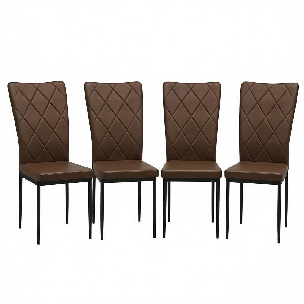 STUHL-SET DE-36120 4 Stück mit Kunstlederbezug Dunkelbraun - Dunkelbraun, Metall (42.5/94.5/40cm) - ComfortXL