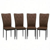 STUHL-SET DE-36120 4 Stück mit Kunstlederbezug Dunkelbraun - Dunkelbraun, Metall (42.5/94.5/40cm) - ComfortXL