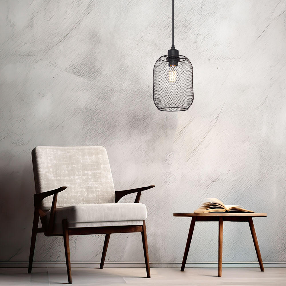 HÄNGELEUCHTE Metall Schwarz matt - Schwarz, Metall (15/15/120cm)