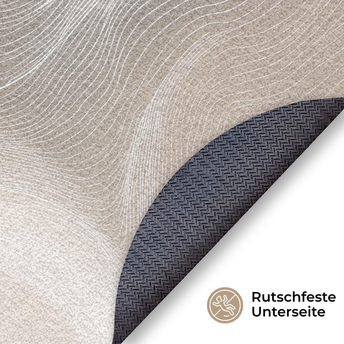 ROHOŽKA Vlnité linie - Vzdušné proudy - Harmonické 90x90 cm - béžová, textil/umělá hmota (90/0.4cm) - MuchoWow
