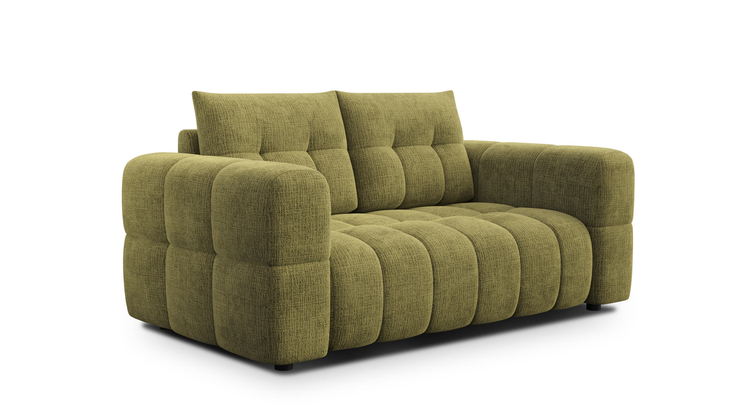 SOFA CLOUDI 2-Sitzer, olivgrün - Schwarz/Olivgrün, Holz/Textil (181/89/104cm) - Courtois Laville