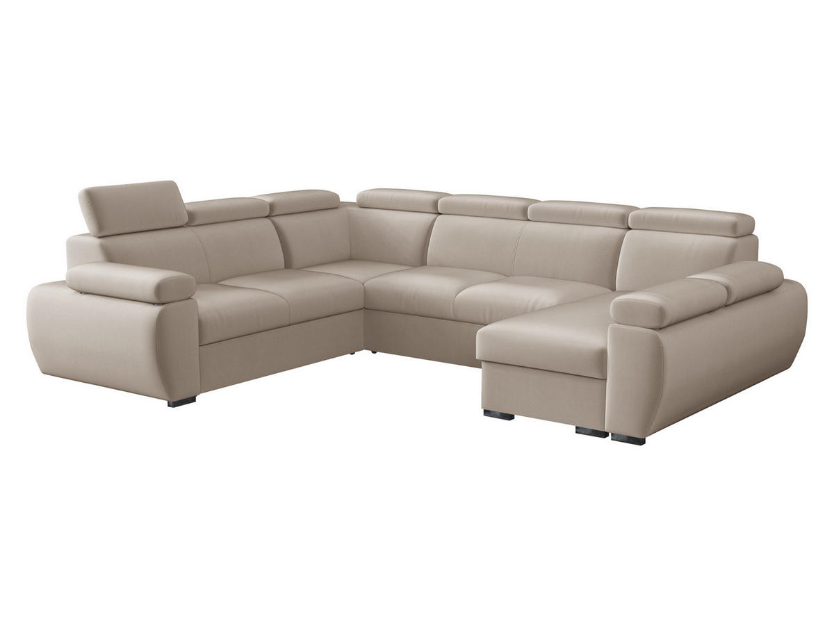 WOHNLANDSCHAFT Boston U, Seite: Rechts - 2R+R+2P+LC - Chromfarben/Naturfarben, Holz/Textil (325/98/260cm) - MIRJAN24