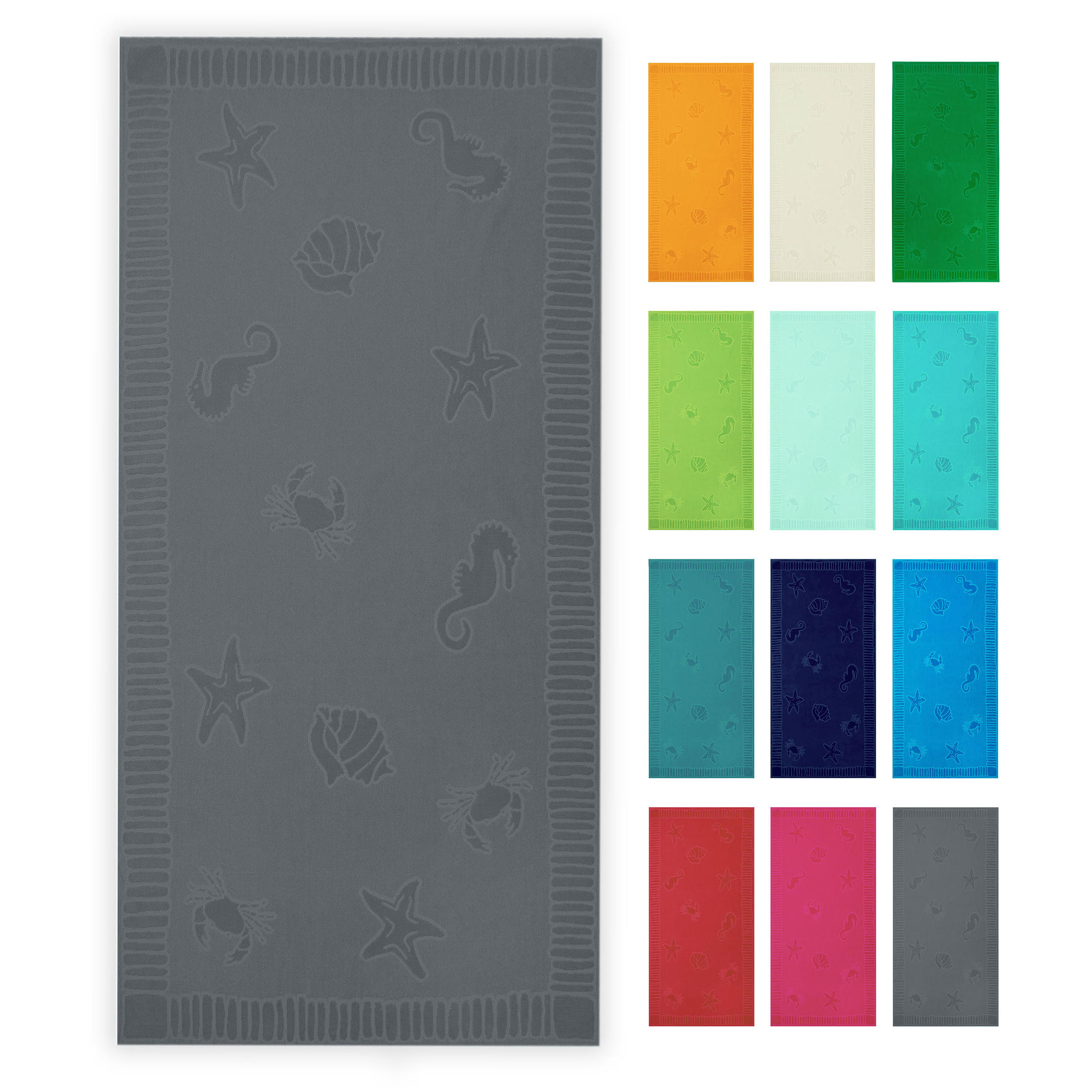 STRANDTUCH, 100x200 cm, 100% Baumwolle, Grau - Anthrazit, Textil (100/200cm) - Zollner