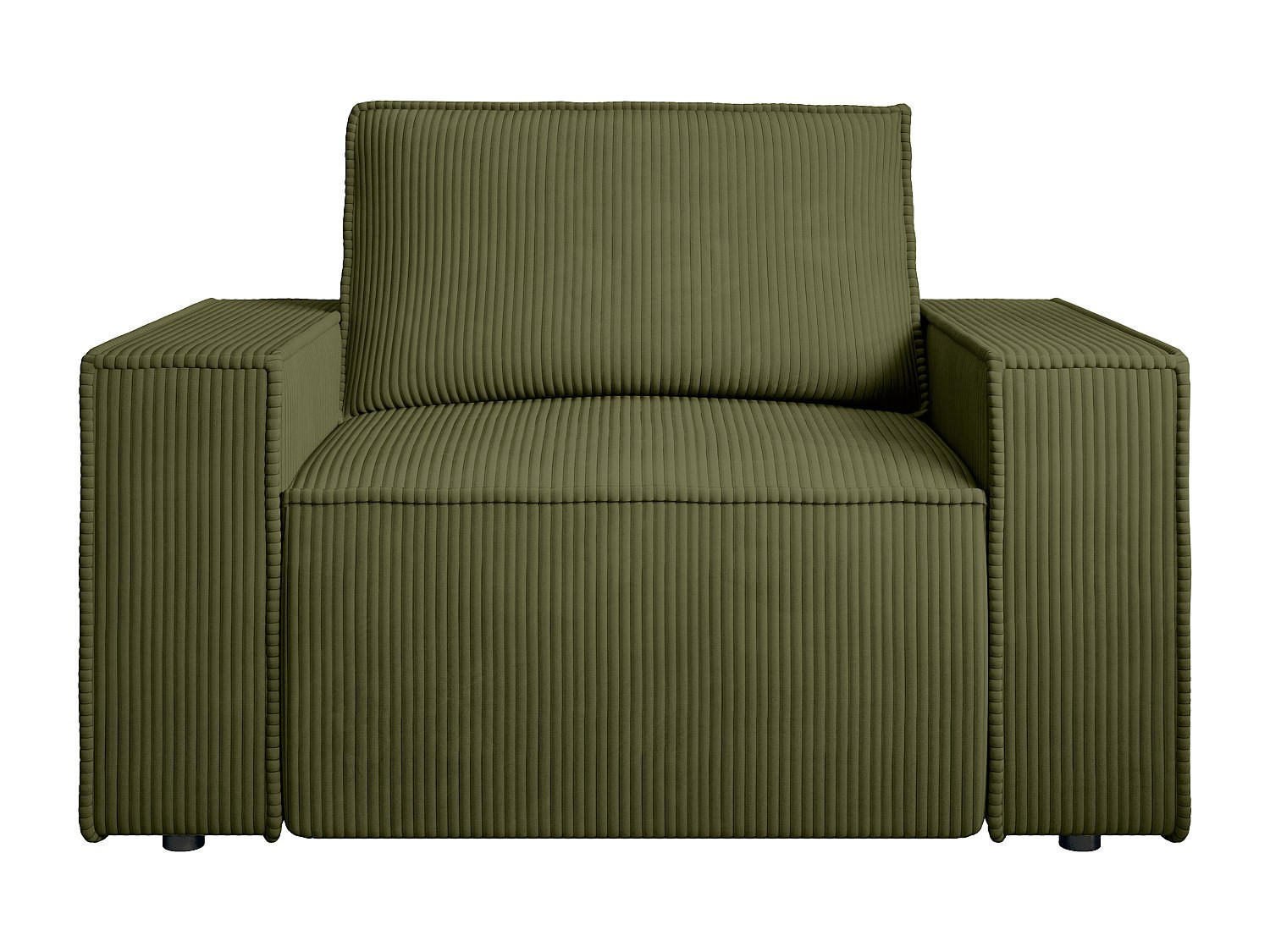 SESSEL mit gerader Rückenlehne - 1 Person - Samt, Stoff - Khaki - - Olivgrün, Textil (120/85/86cm) - Vente-Unique
