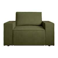 SESSEL mit gerader Rückenlehne - 1 Person - Samt, Stoff - Khaki - - Olivgrün, Textil (120/85/86cm) - Vente-Unique