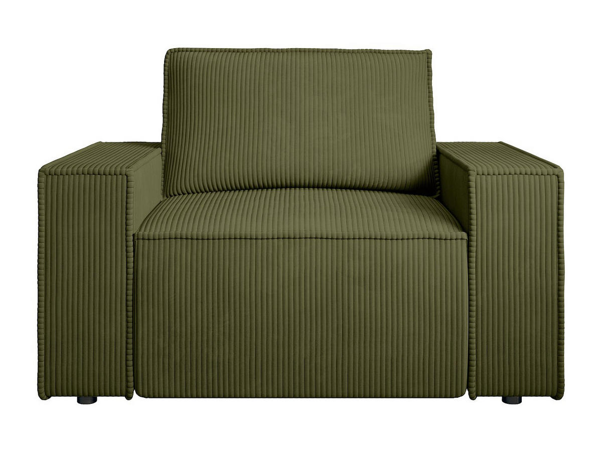 SESSEL mit gerader Rückenlehne - 1 Person-Sitzer - Samt, Stoff - Khaki - - Olivgrün, Textil (120/85/86cm) - Vente-Unique
