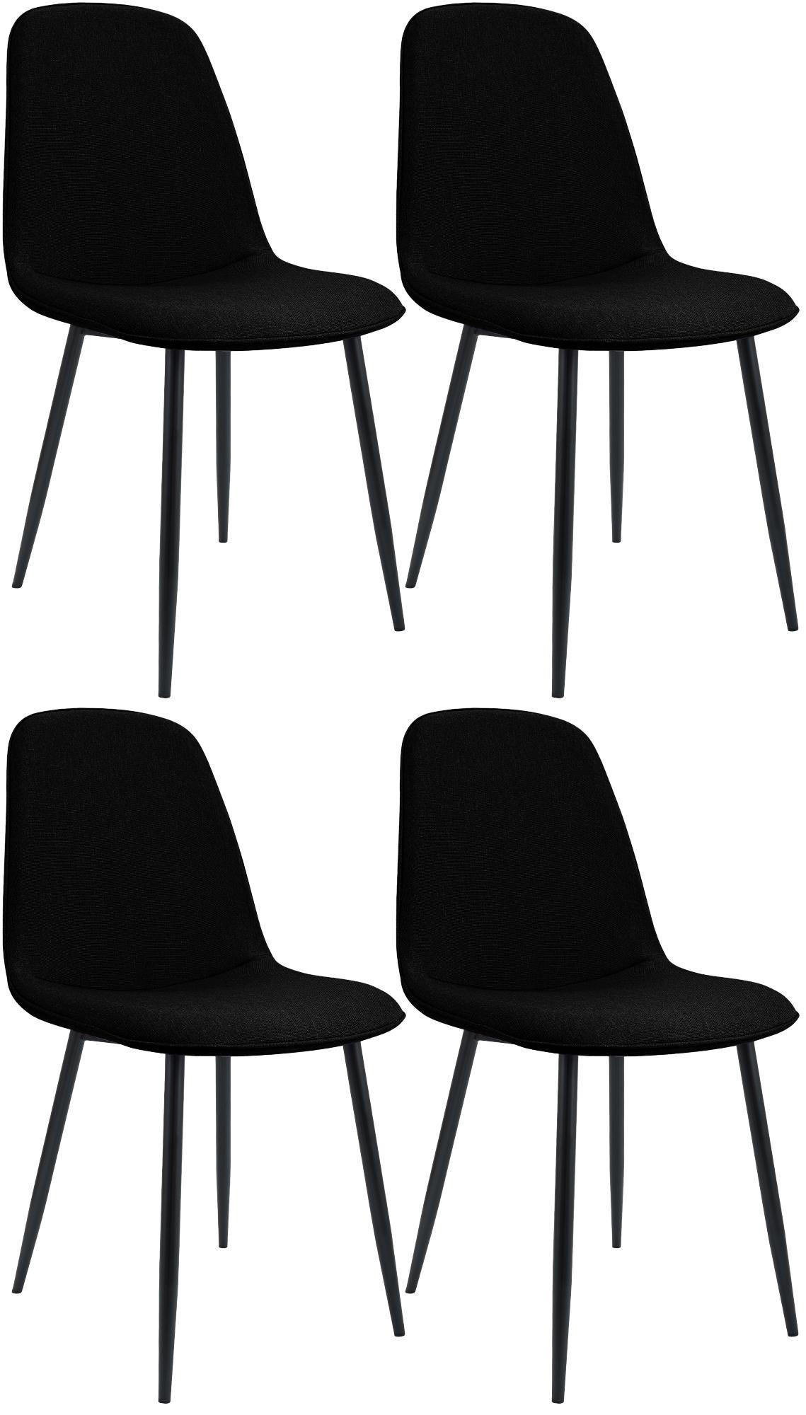 ESSZIMMERSTUHL 4er Set Stoff Schwarz - Schwarz, Textil/Metall (45/88/54cm) - CLP