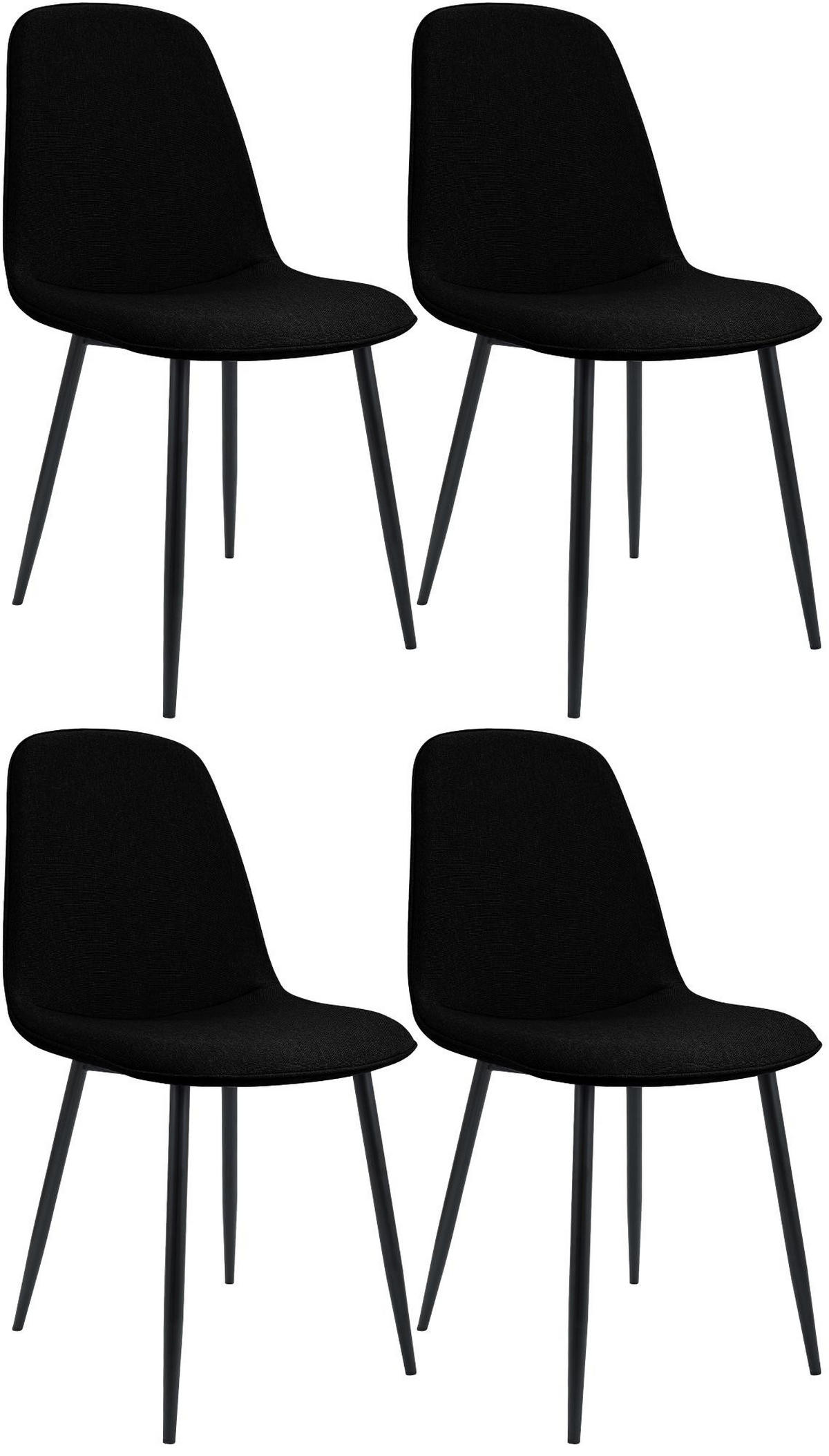 ESSZIMMERSTUHL 4er Set Stoff Schwarz - Schwarz, Textil/Metall (45/88/54cm) - CLP